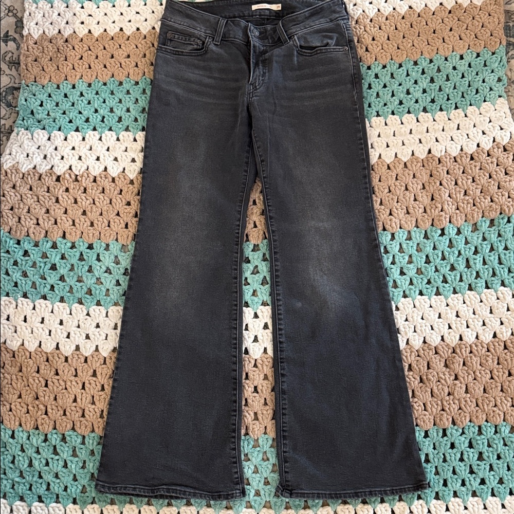 Levi's Faded Black Super Low Flare Jeans Pants Womans sz 29
